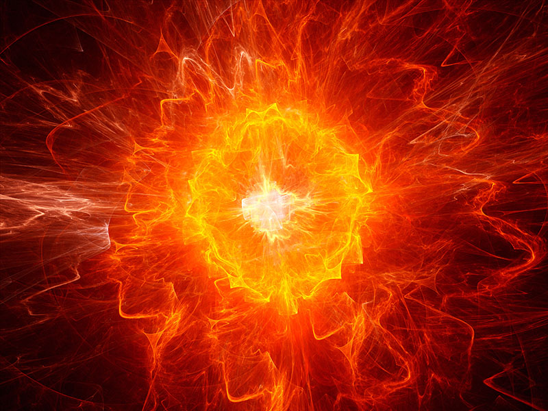 Fiery ball lightning, computer generated abstract fractal background